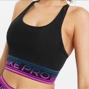 Nike Pro Black Bra with Pink and Blue Accents